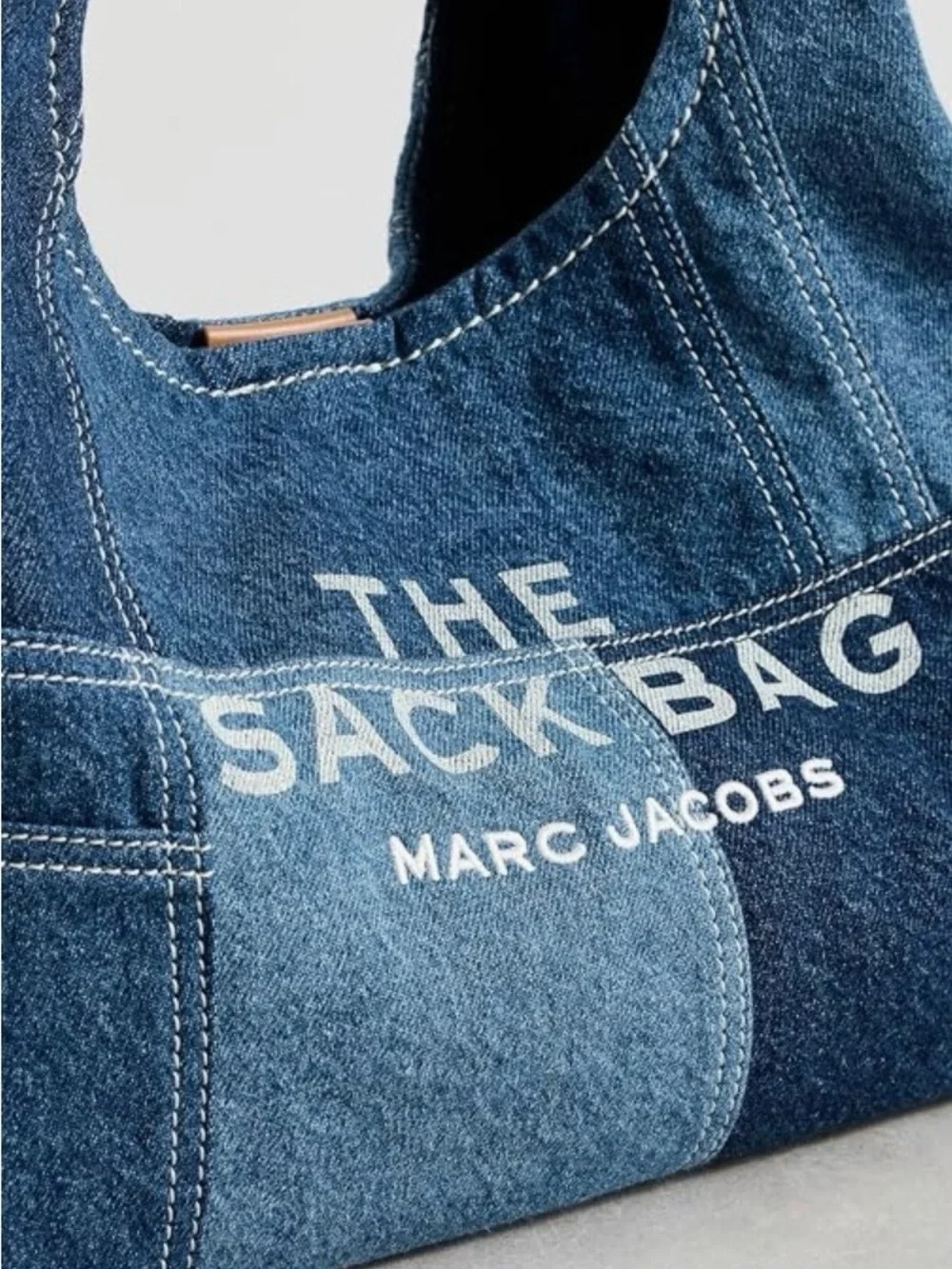 Marc Jacobs Denim Patchwork Sack Bag in Blue